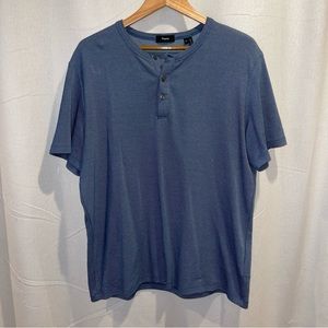Theory Short Sleeve Henley | Blue & White Dots | Size XL